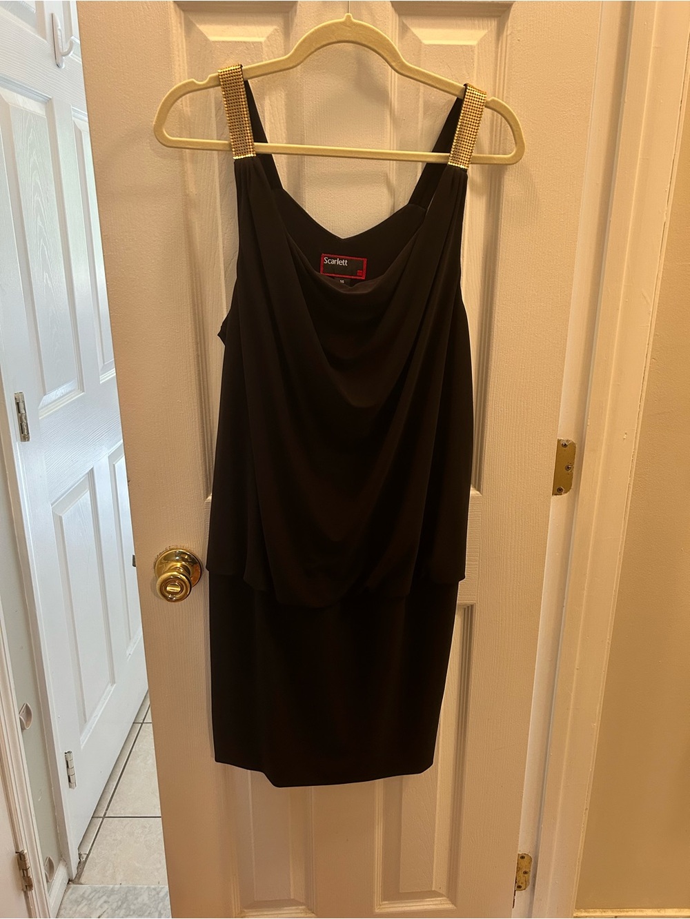 Scarlett Black Mini Dress with Gold Embellished Straps